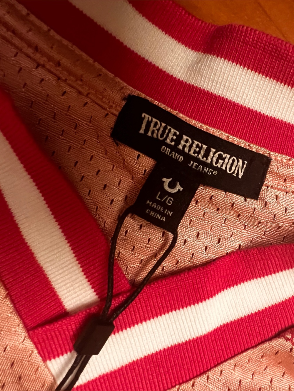 True Religion Girls' Pink Mesh '02' Cropped Jersey Top - Picture 3 of 11